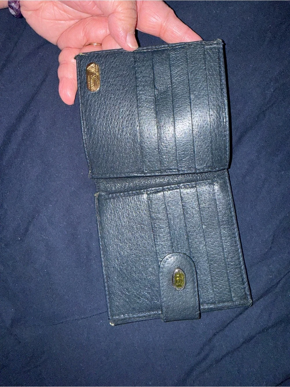 Gucci Dark Blue Leather compact Wallet